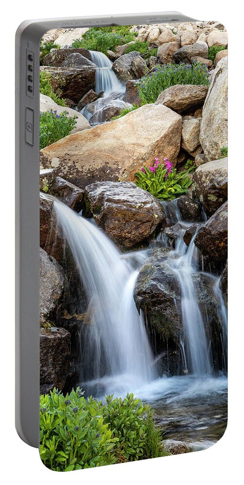 Waterfall Portable Battery Charger featuring the photograph Waterfall - Bighorn Mountains by Aaron Spong