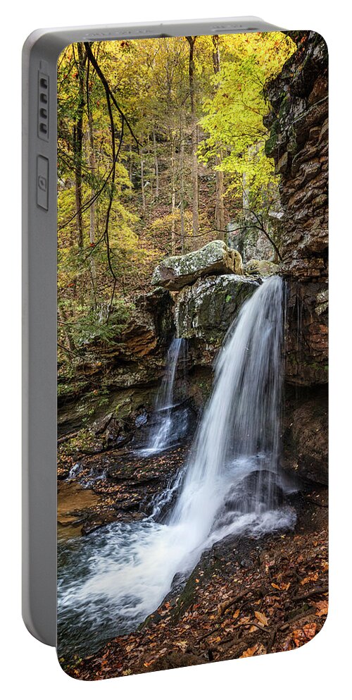 Cherokee Portable Battery Charger featuring the photograph Waterfall Cascades in Cloudland Canyon by Debra and Dave Vanderlaan