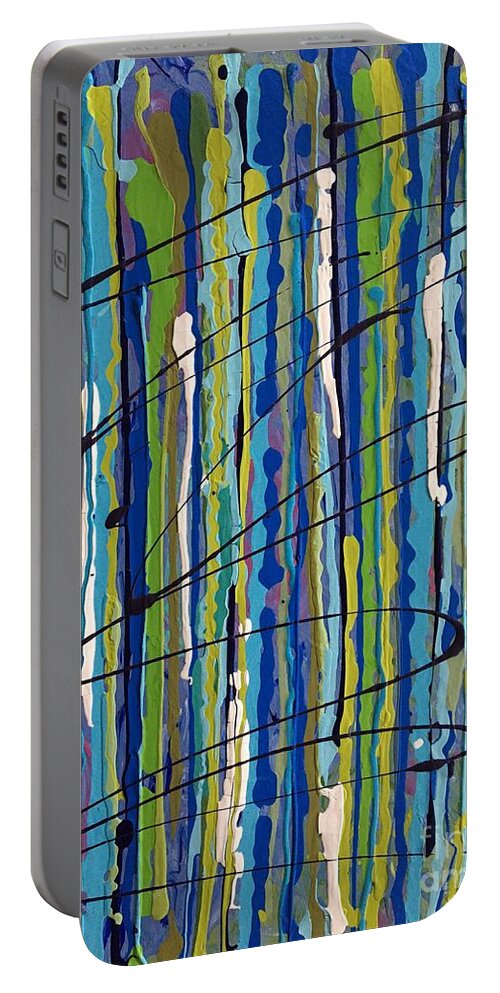 Abstracts Portable Battery Charger featuring the painting Waterfall by Debora Sanders