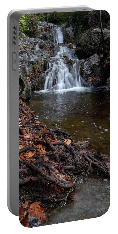 Waterfall Portable Battery Charger featuring the photograph Waterfall in autumn. by Michalakis Ppalis