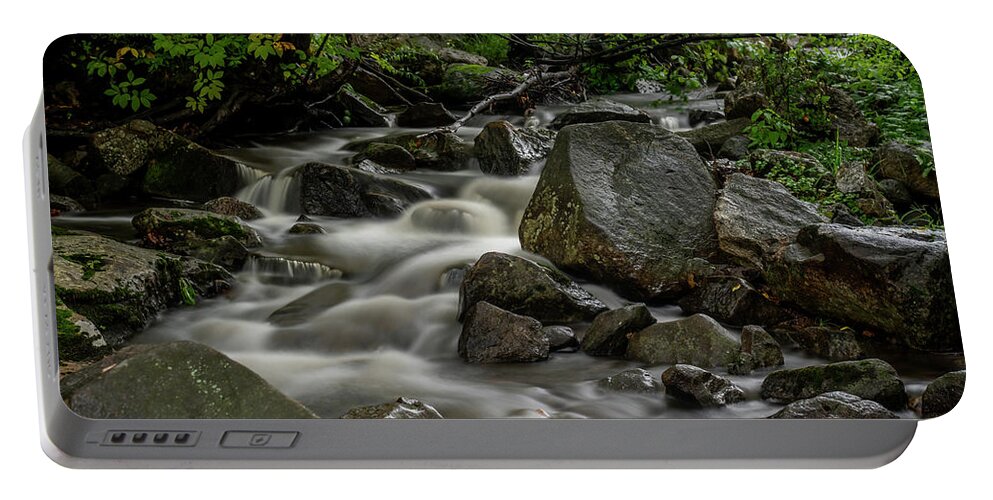 Waterfall Portable Battery Charger featuring the photograph Waterfall in the WOods by Regina Muscarella