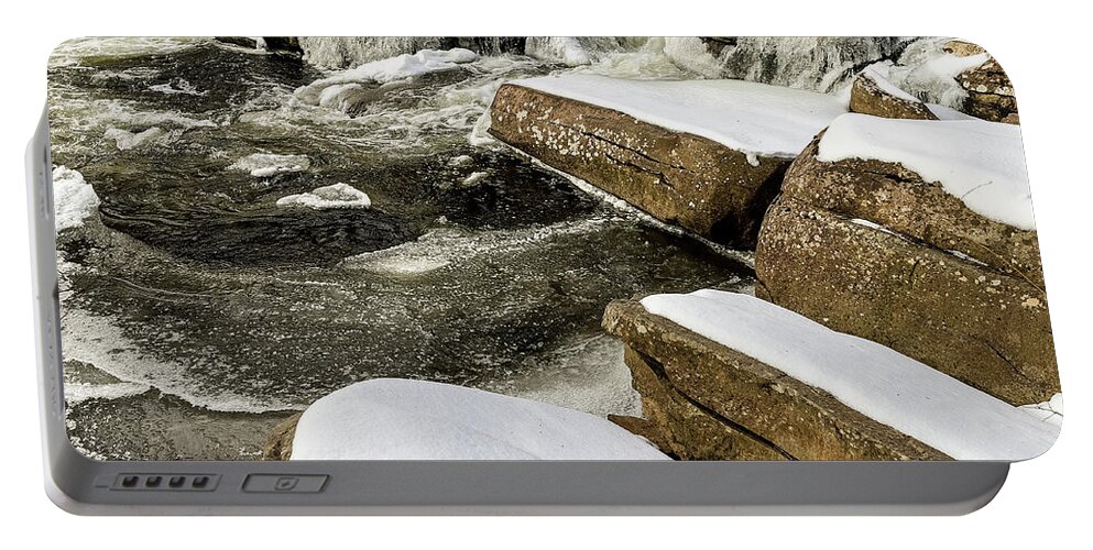 Water Portable Battery Charger featuring the photograph Waterfall in Winter by Amelia Pearn