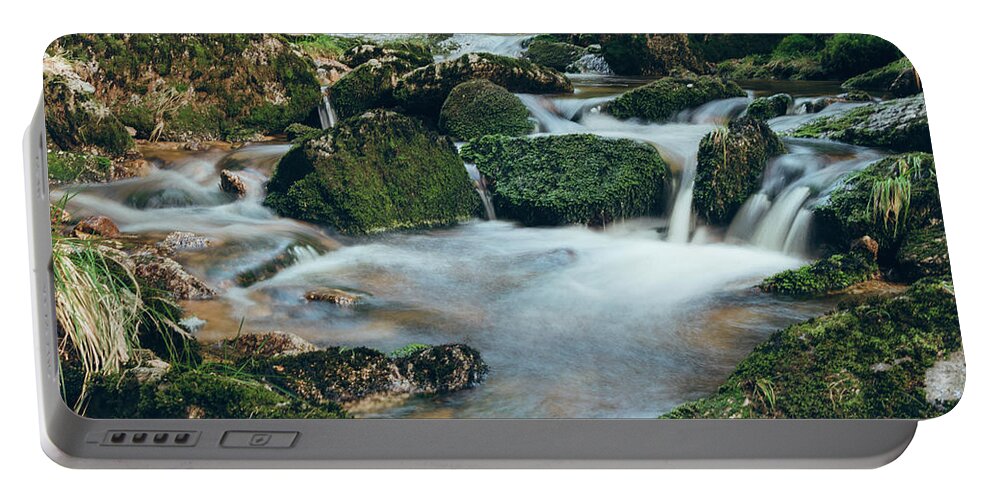 Jizera Mountains Portable Battery Charger featuring the photograph Waterfall on the river Jedlova by Vaclav Sonnek