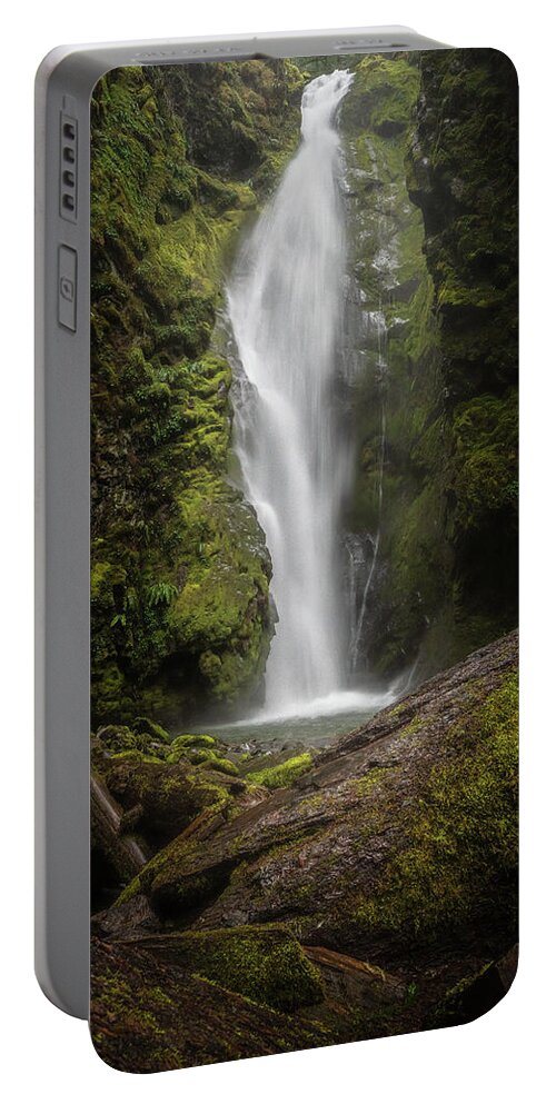 Moon Falls Portable Battery Charger featuring the photograph Waterfall Q 1x2 by Ryan Weddle
