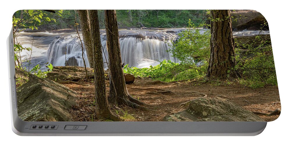 High Falls Portable Battery Charger featuring the photograph Waterfall Watching Spot by David R Robinson