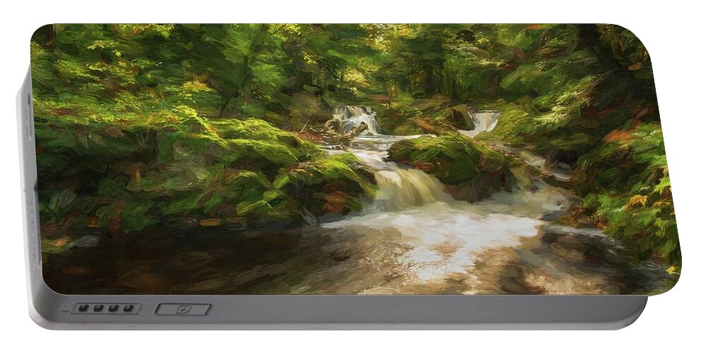 Fall Portable Battery Charger featuring the photograph Waterfall Whimsy by Linda Shannon Morgan