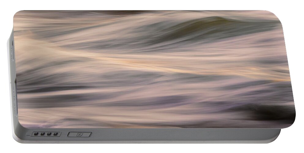 Waves Portable Battery Charger featuring the photograph Waves Motion Layers at Sunset by Mike Reid