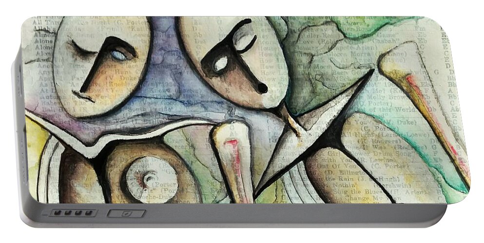 Faces Portable Battery Charger featuring the digital art We Two by Delight Worthyn