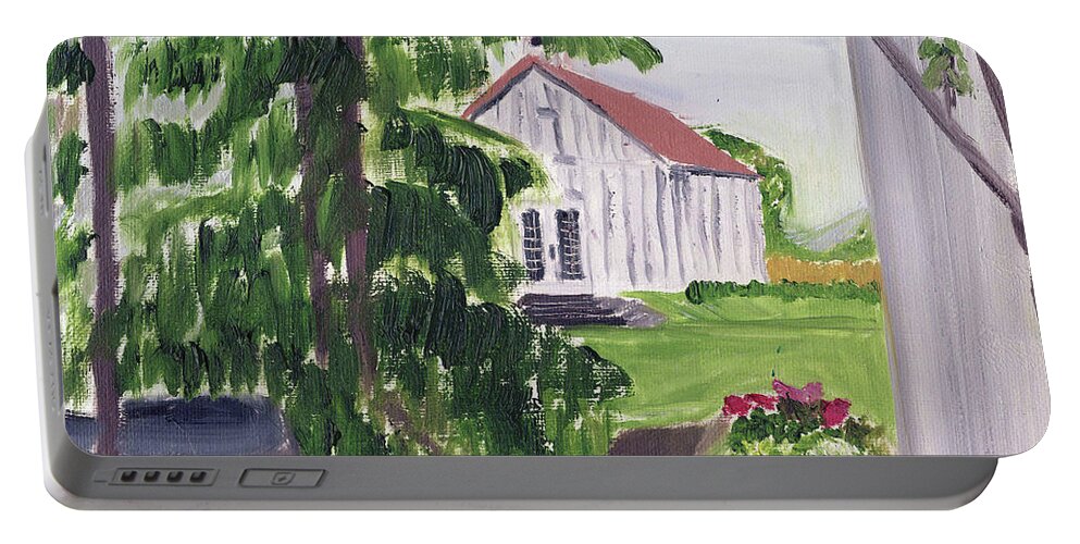 Oregon Portable Battery Charger featuring the painting Wedding Day Oregon 2019 by Linda Feinberg