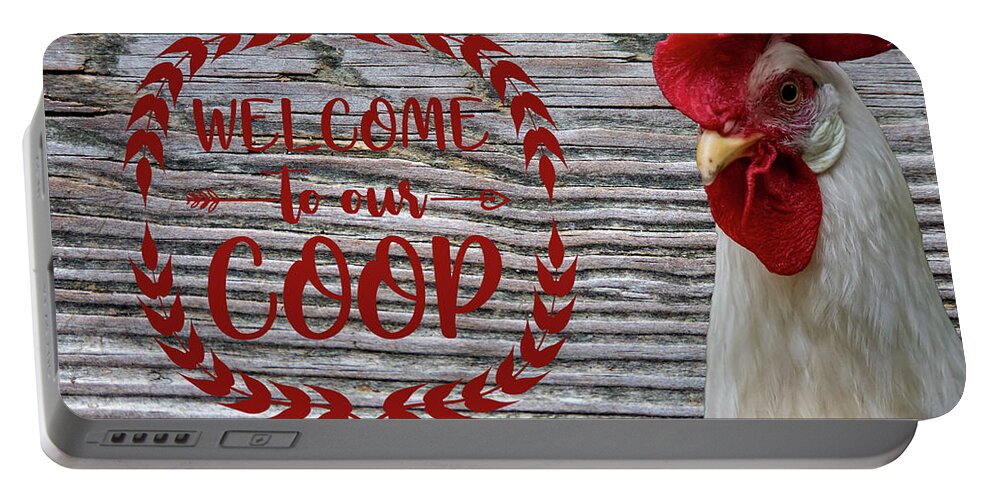 Poster Portable Battery Charger featuring the photograph Welcome To Our Coop by Cathy Kovarik