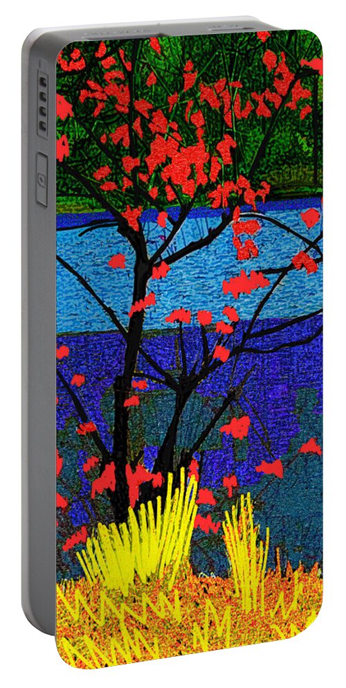 Wesleyan Portable Battery Charger featuring the digital art Wesleyan Pond by Rod Whyte