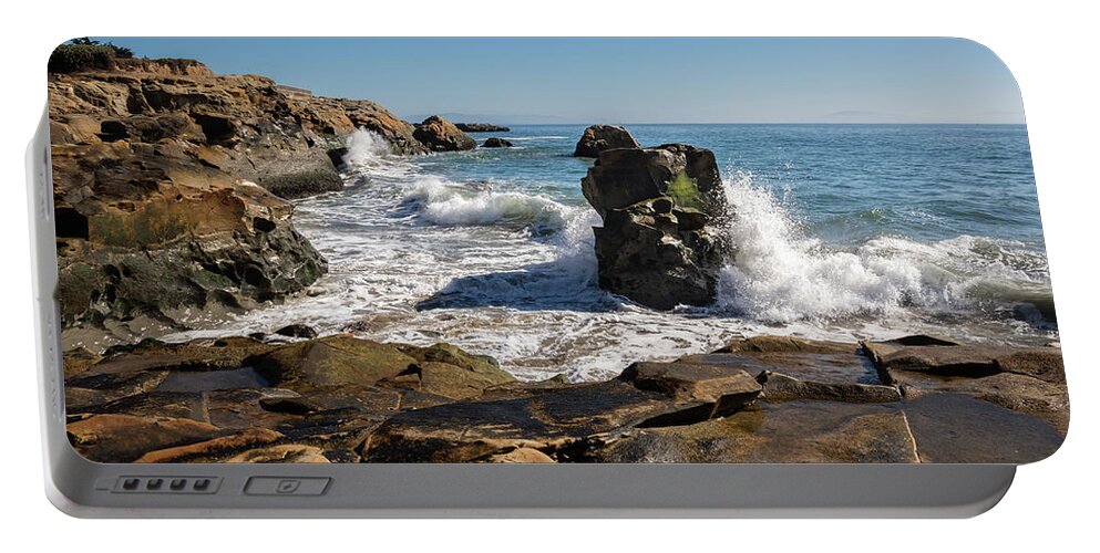 Waves Portable Battery Charger featuring the photograph West Cliff Santa Cruz by Gary Geddes