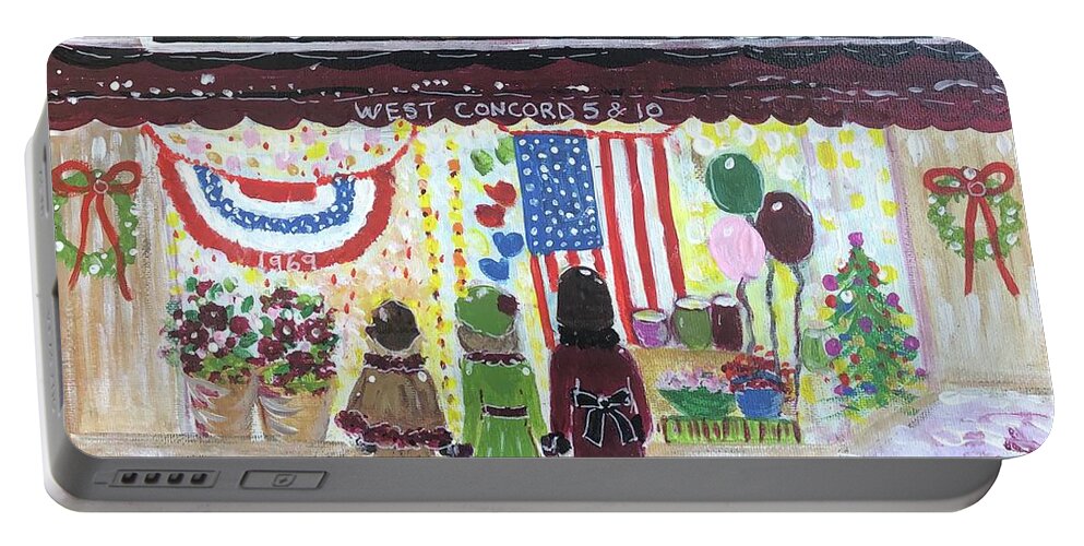 West Concord Portable Battery Charger featuring the painting West Concord Five and Ten by Jacqui Hawk