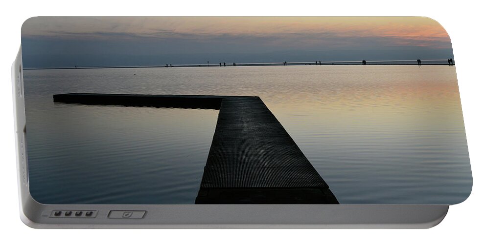 West Kirby Portable Battery Charger featuring the photograph WEST KIRBY. The Marine Lake And Landing Stage. by Lachlan Main