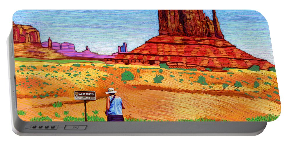 Monument Valley Portable Battery Charger featuring the digital art West Mitten by Rod Whyte