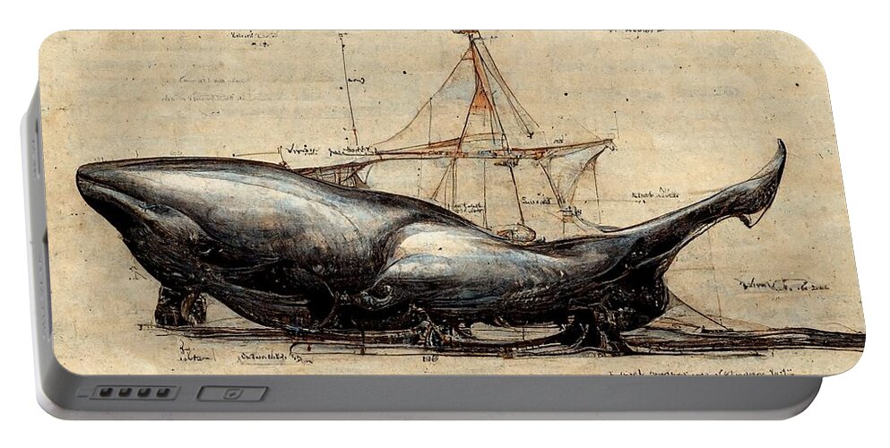 Whale Portable Battery Charger featuring the digital art Whale #2 by Nickleen Mosher