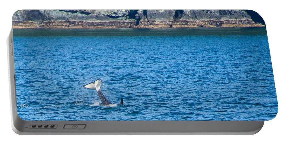 Orca Portable Battery Charger featuring the photograph Whale Tail by Steph Gabler