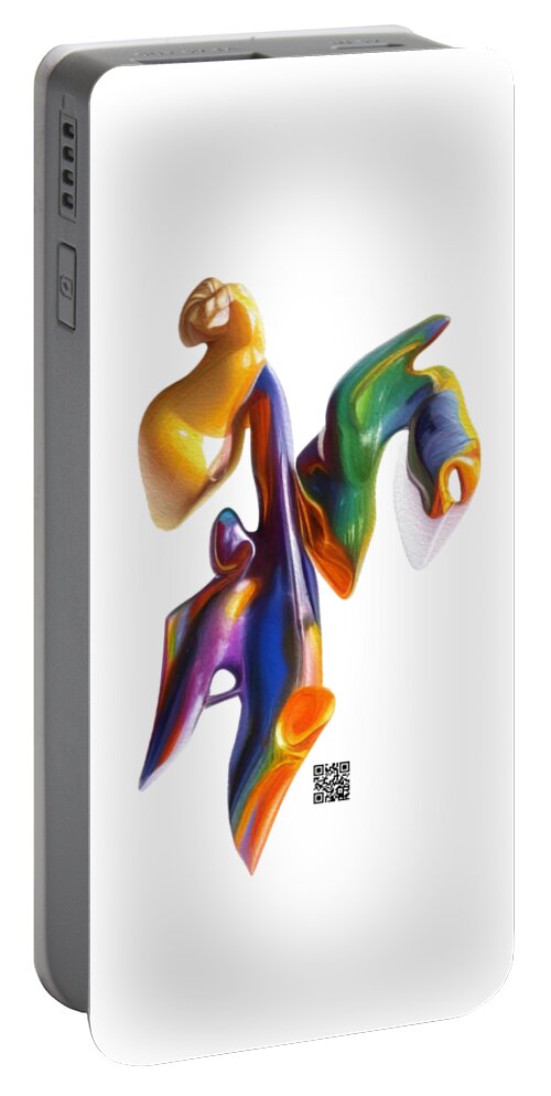 Abstract Portable Battery Charger featuring the digital art What are You Doing? by Rafael Salazar