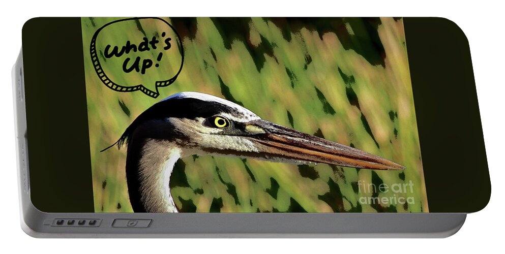 Heron Portable Battery Charger featuring the photograph What's Up? by Joanne Carey