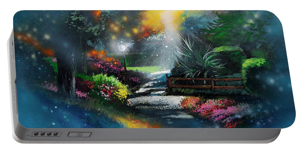 Landscape Portable Battery Charger featuring the painting When Heaven Touches Earth by Pat Wagner