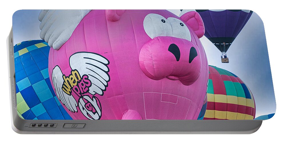 Hot Air Balloons Portable Battery Charger featuring the photograph When Pigs Fly AIBF 2 by Segura Shaw Photography