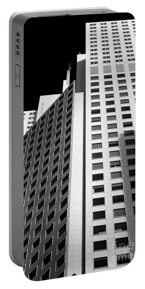 White Portable Battery Charger featuring the photograph White Building in Black and White by Katherine Erickson