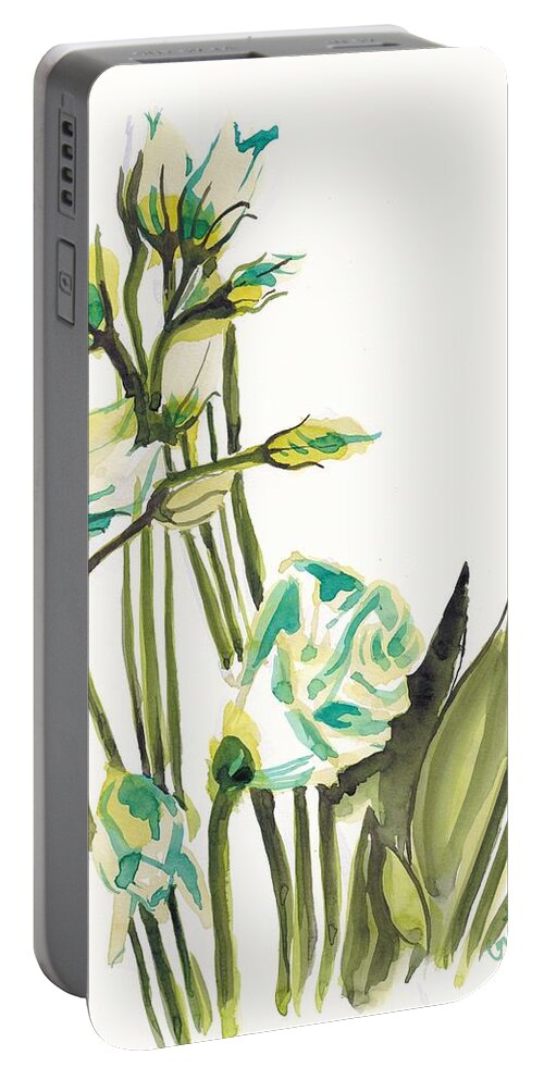 Flower Portable Battery Charger featuring the painting White Flowers by George Cret