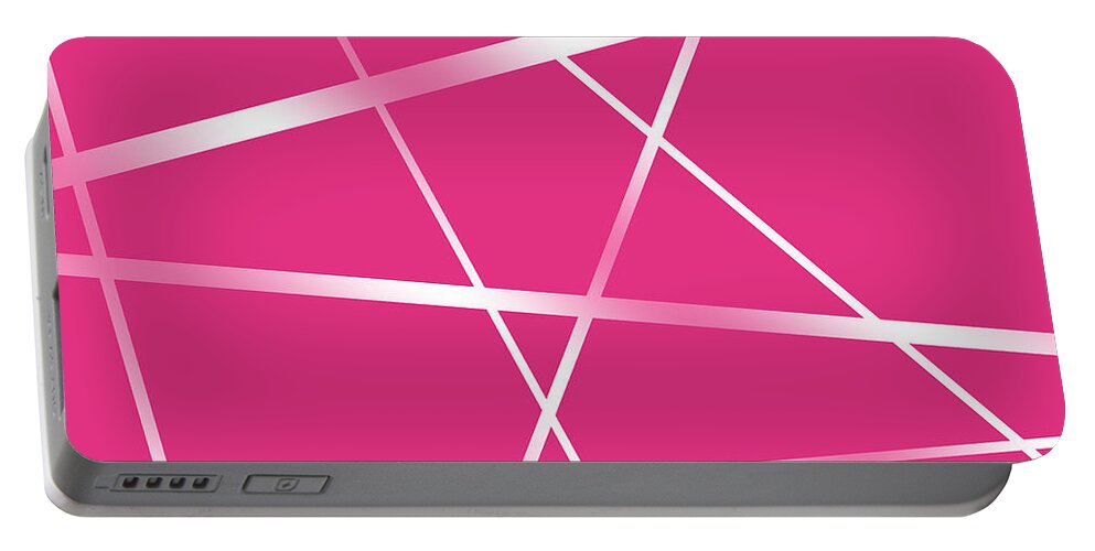 Lines Portable Battery Charger featuring the photograph White lines on pink by Amanda Mohler