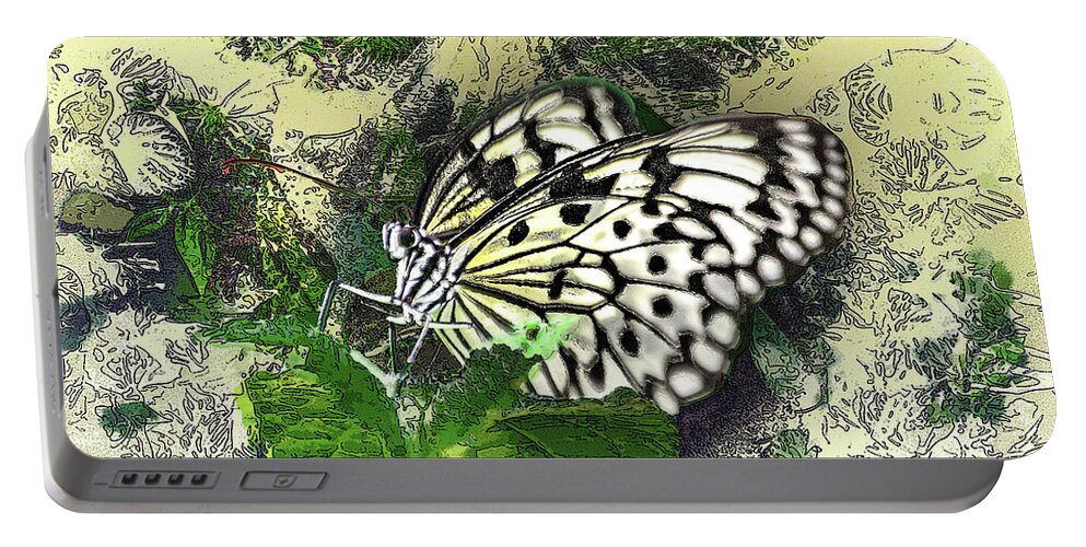 Butterfly Portable Battery Charger featuring the digital art White Monarch by Anthony Ellis