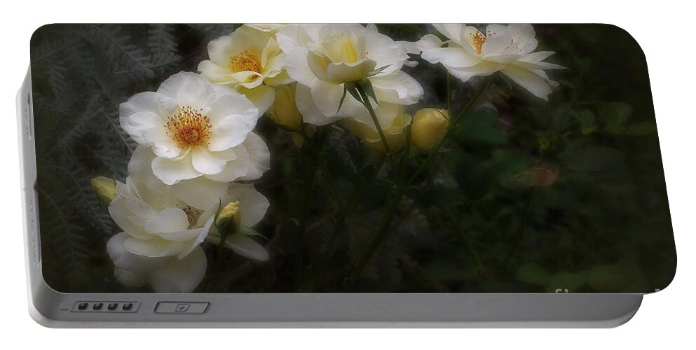 Rose Portable Battery Charger featuring the photograph White Roses by Elaine Teague