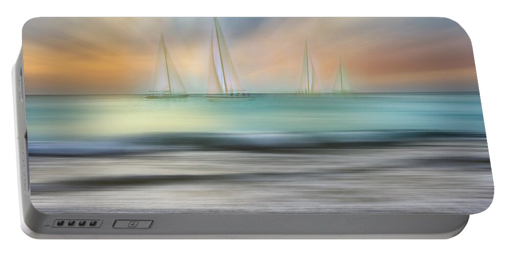 Boats Portable Battery Charger featuring the photograph White Sails Dreamscape by Debra and Dave Vanderlaan