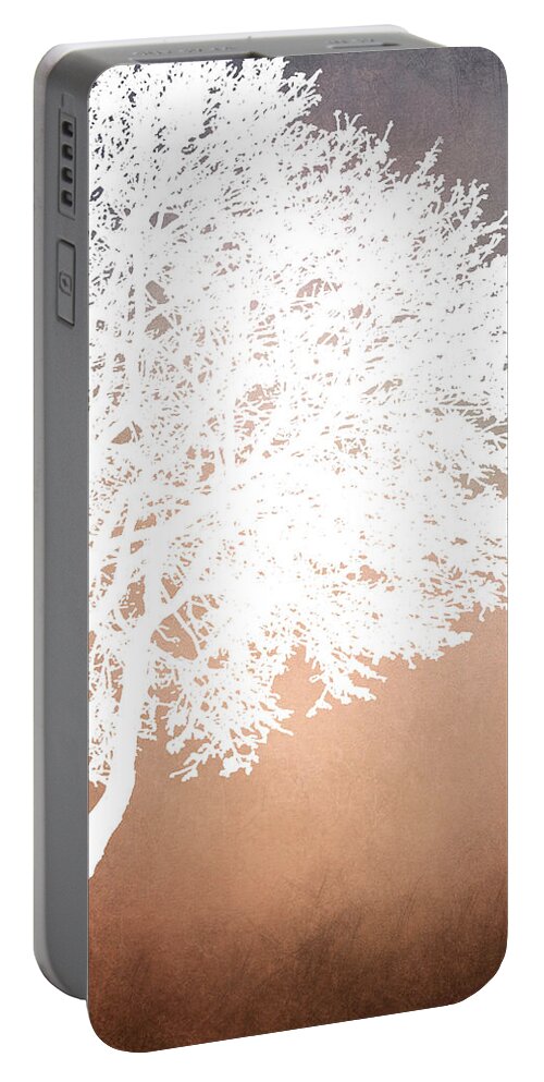 Tree Portable Battery Charger featuring the digital art White Tree Design 201 by Lucie Dumas