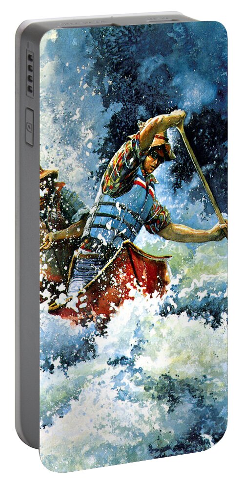 Sports Artist Portable Battery Charger featuring the painting White Water by Hanne Lore Koehler