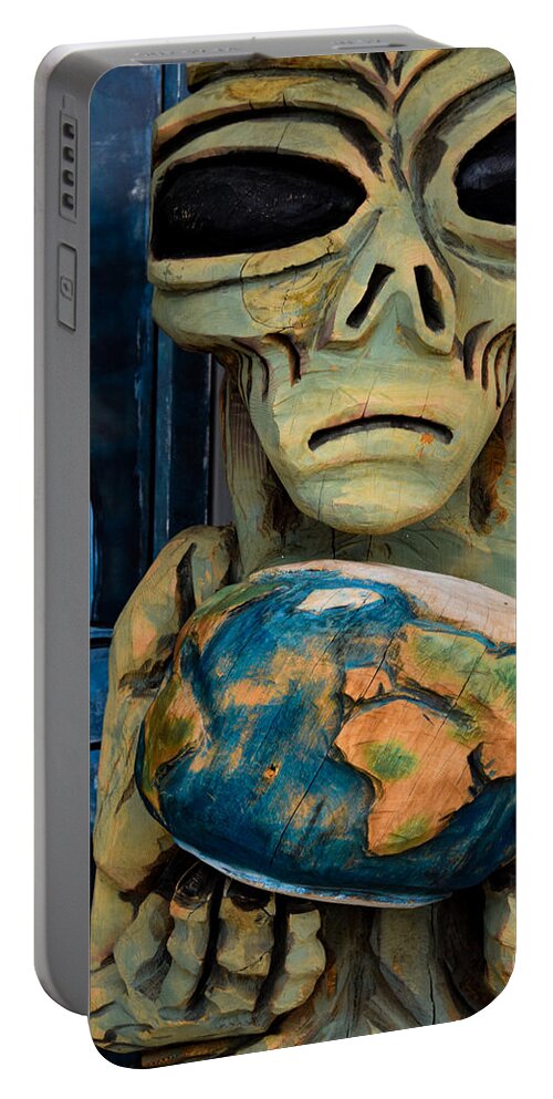 Alien Portable Battery Charger featuring the photograph Whole World in his Hands by Bonny Puckett