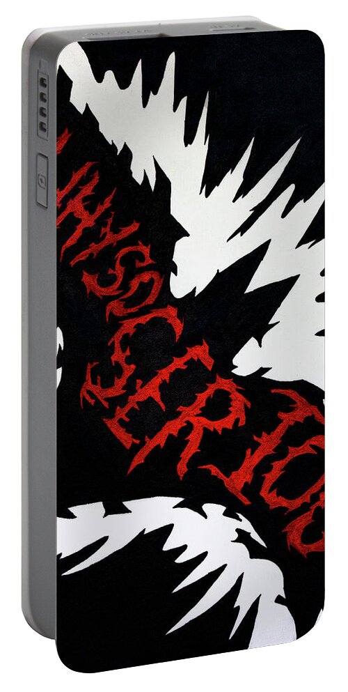 Abstract Portable Battery Charger featuring the painting Why So Serious? by Jonathan A