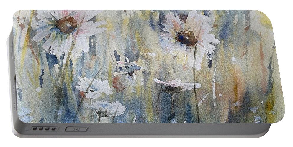 Watercolour Art Portable Battery Charger featuring the painting Wild Daisies by Sheila Romard