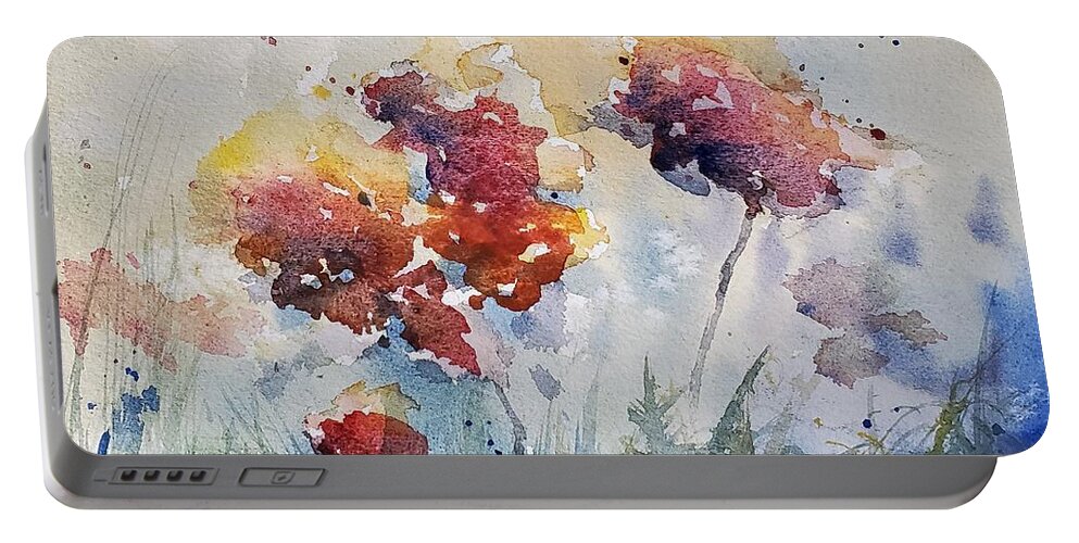 Floral Portable Battery Charger featuring the painting Wild Flowers by Sheila Romard