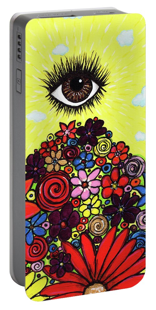 Ojo Portable Battery Charger featuring the painting Wildflowers by Meghan Elizabeth