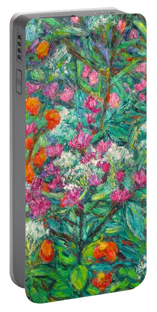 Wildflowers Portable Battery Charger featuring the painting Wildwood Beauty by Kendall Kessler