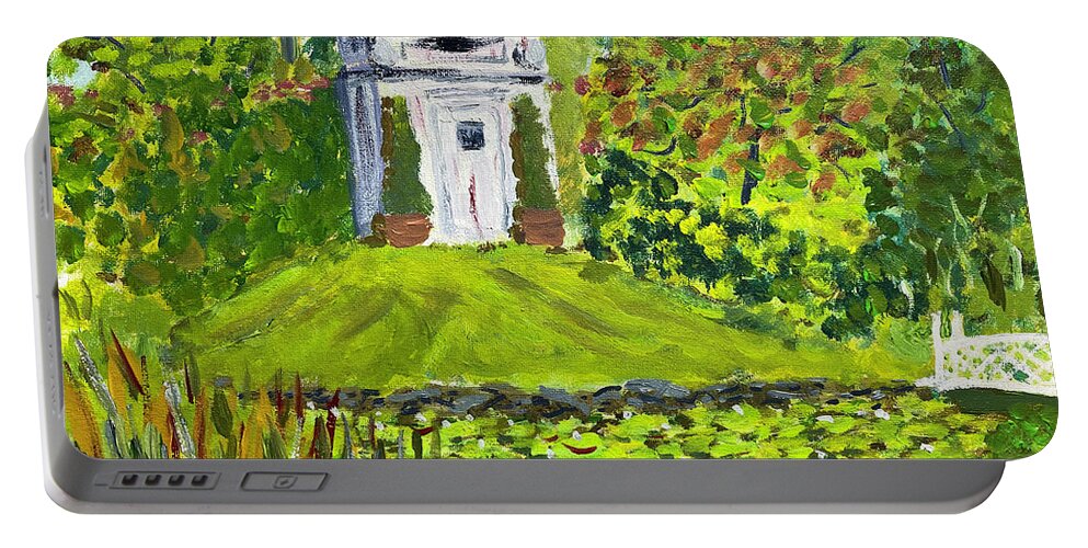  Portable Battery Charger featuring the painting William Paca Garden #2 by John Macarthur