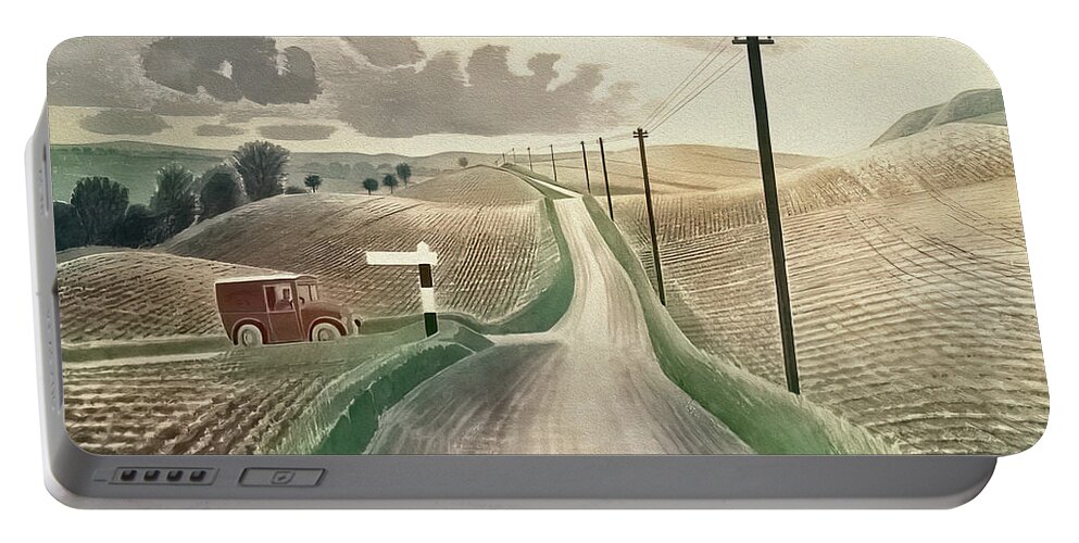 Cc0 Portable Battery Charger featuring the photograph Wiltshire Landscape by Eric Ravilious by Jack Torcello