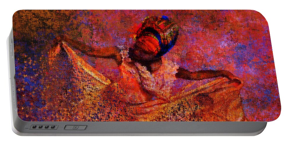 Abstract Art Portable Battery Charger featuring the mixed media Wind Dancer by Canessa Thomas