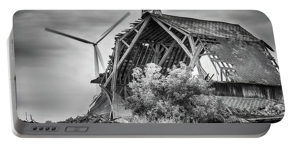 Windmill Portable Battery Charger featuring the photograph Windmill and Barn by Edward Shotwell