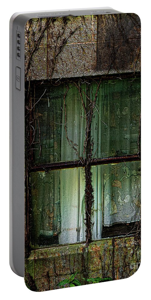 Abandoned Portable Battery Charger featuring the photograph Window of Cinder Block House by Thomas Marchessault