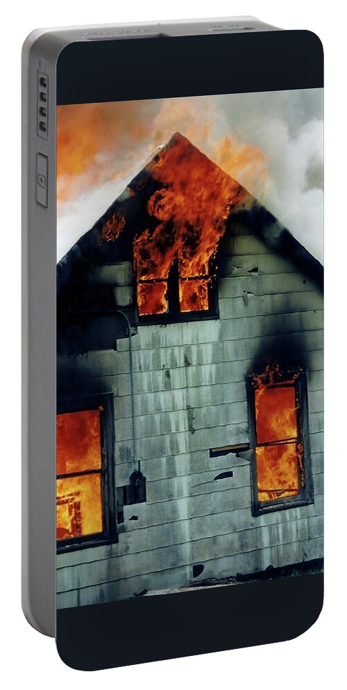 Windows Aflame Portable Battery Charger featuring the photograph Windows Aflame by Jennifer Robin