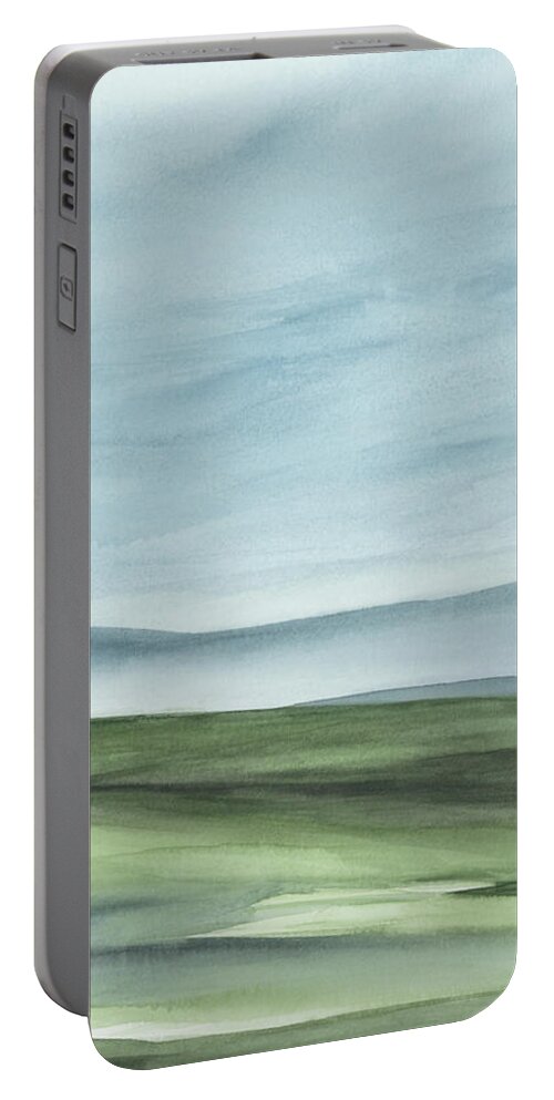 Light Blue Portable Battery Charger featuring the painting Windswept Valley I by Rachel Elise