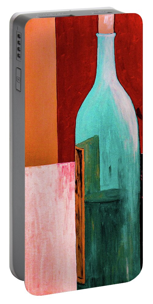 Wine Portable Battery Charger featuring the painting Wine Bottle by Ted Clifton