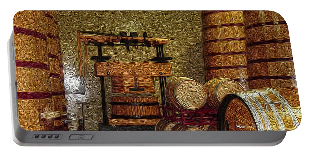 The Winery Portable Battery Charger featuring the digital art Wine Maker by Hank Gray