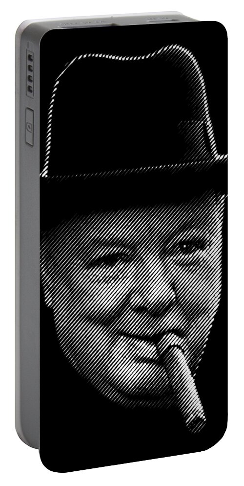 Churchill Portable Battery Charger featuring the digital art Winston Churchill smoking cigar by Cu Biz