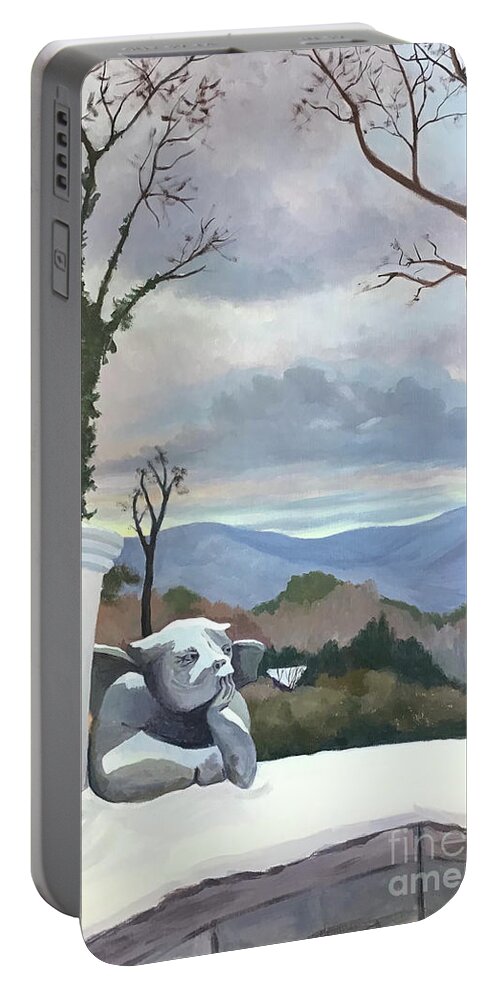 Biltmore Portable Battery Charger featuring the painting Winter at the Biltmore by Anne Marie Brown